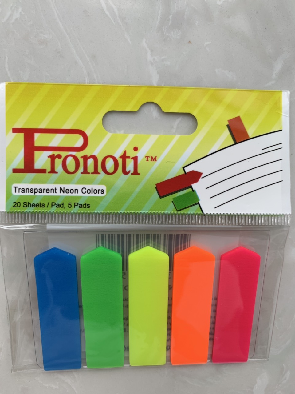 Giấy Note 5 màu nhựa Pronoti